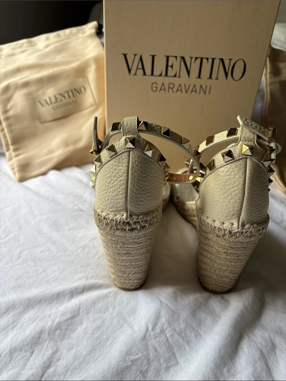 Valentino Garavani Women's Ivory Espadrille Wedge Sandals